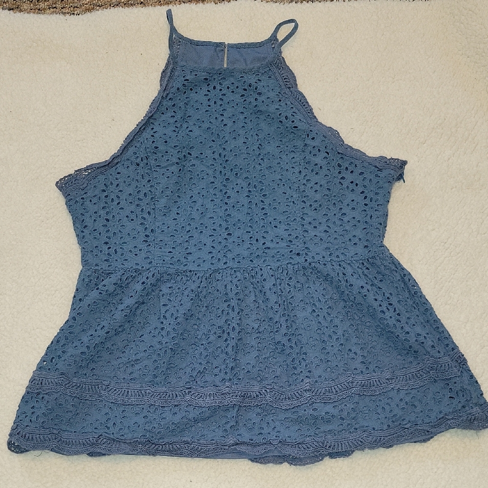 Blue Lace Sleeveless Top